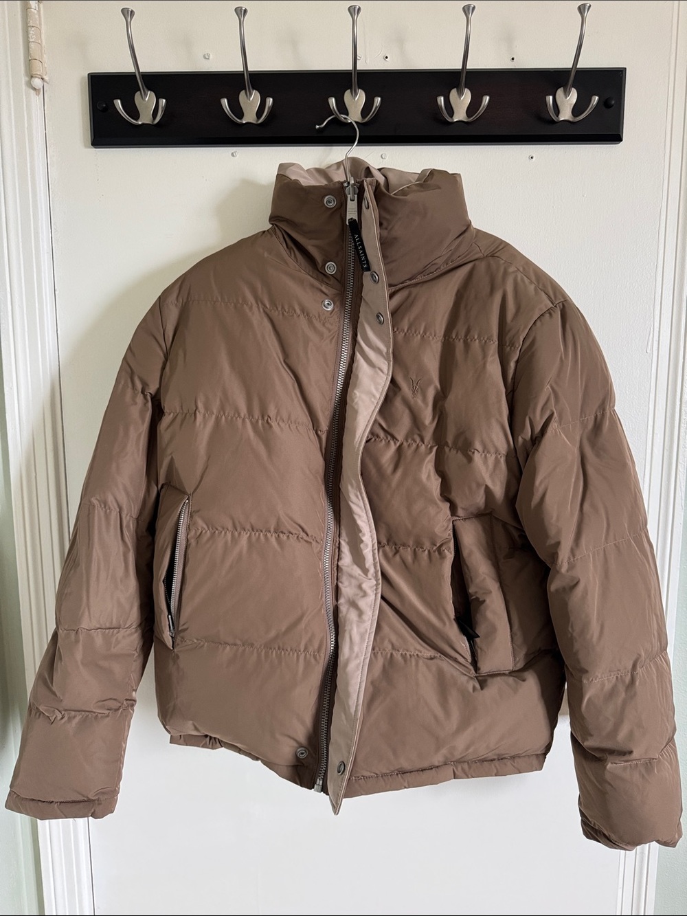 AllSaints Men's Taupe Brown Puffer Jacket